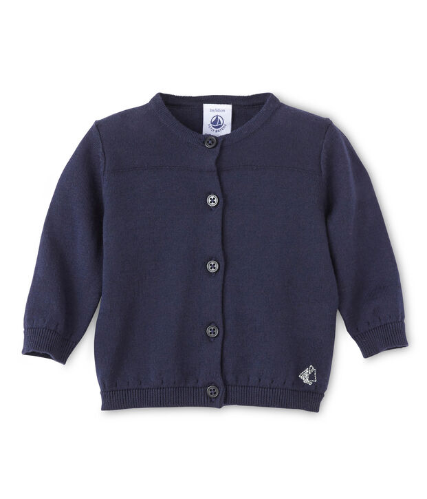 Cardigan b&eacute;b&eacute; fille en coton bleu