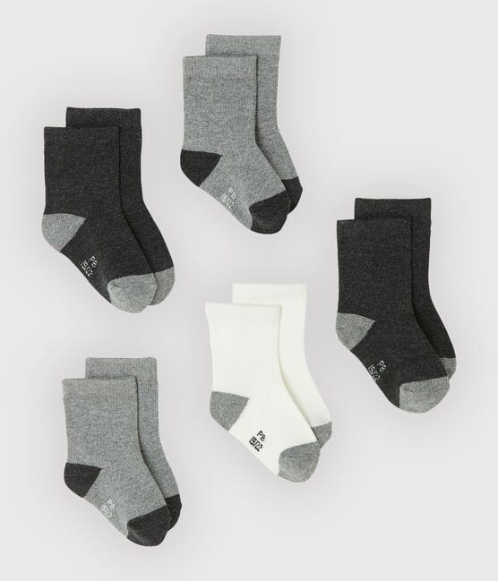 Lot de 5 paires de chaussettes essentielles bébé garçon gris CITY CHINE