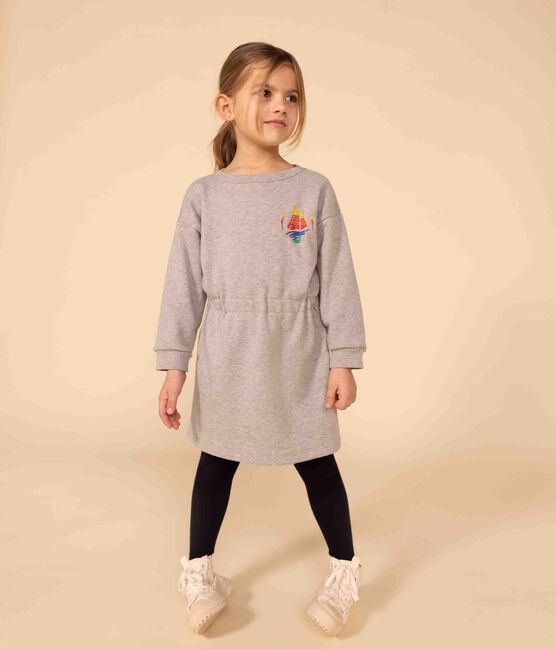 Robe manches longues en molleton brossé enfant fille gris CHATON CHINE