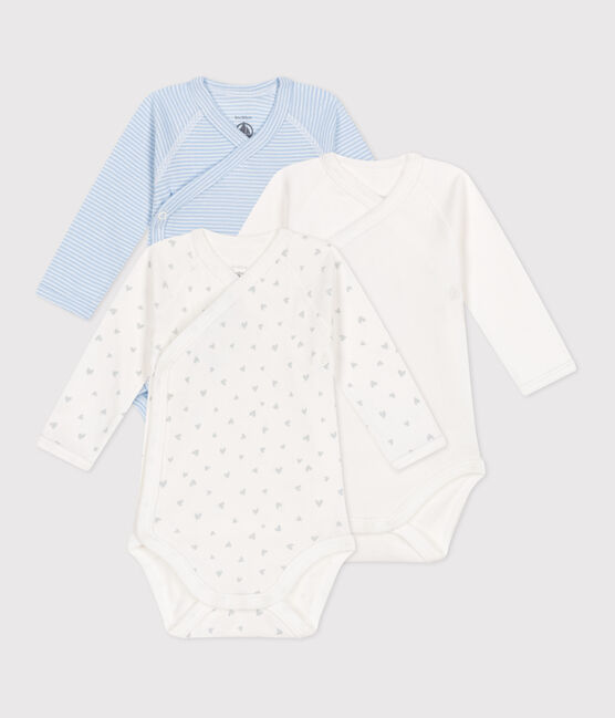 Lot de 3 bodies croisés manches longues en coton imprimé bébé variante 1