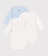 Lot de 3 bodies croisés manches longues en coton imprimé bébé
