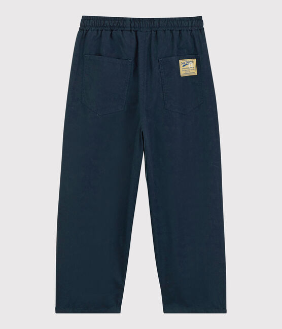 Pantalon confortable en serge de coton enfant garçon bleu SMOKING