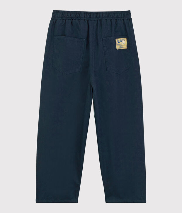 Pantalon confortable en serge de coton enfant gar&ccedil;on bleu marine
