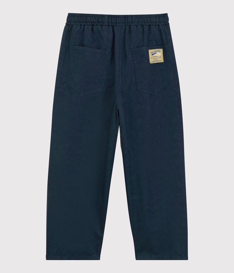 Pantalon confortable en serge de coton enfant gar&ccedil;on bleu SMOKING