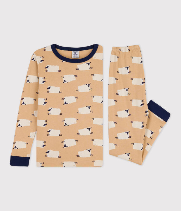 Pyjama ajust&eacute;  en coton enfant beige/multicouleur
