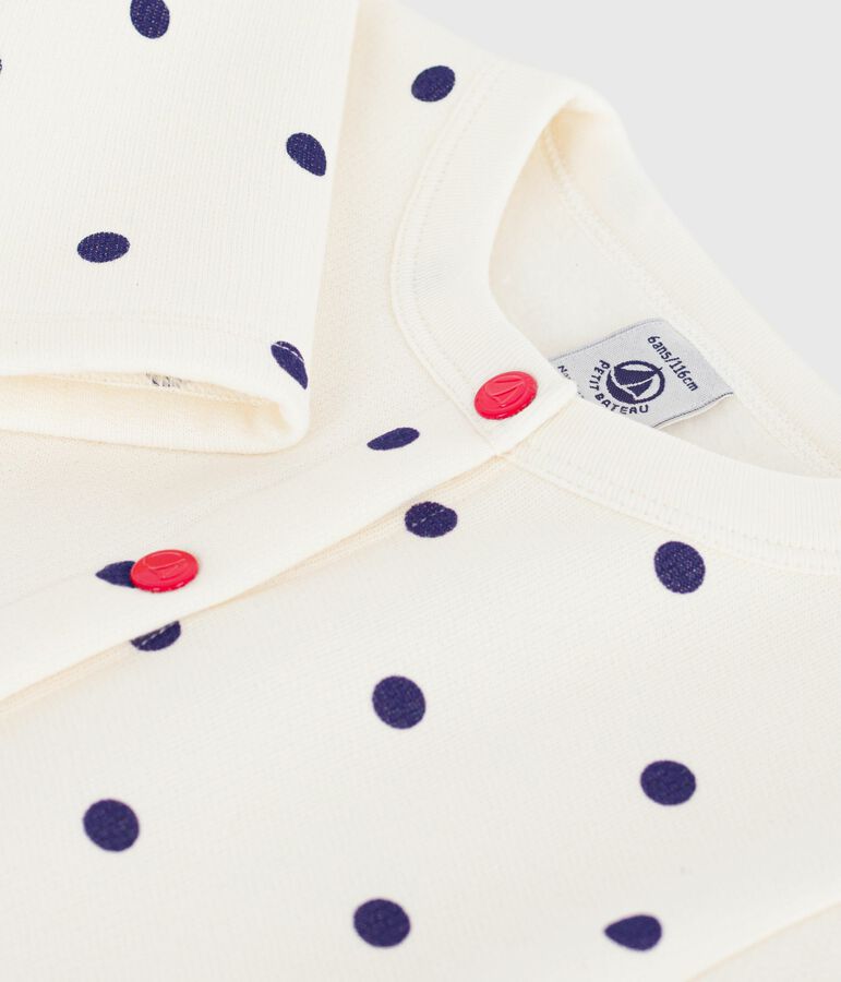 Cardigan enfant en coton imprim&eacute; pois bleu MILK/ SOIR