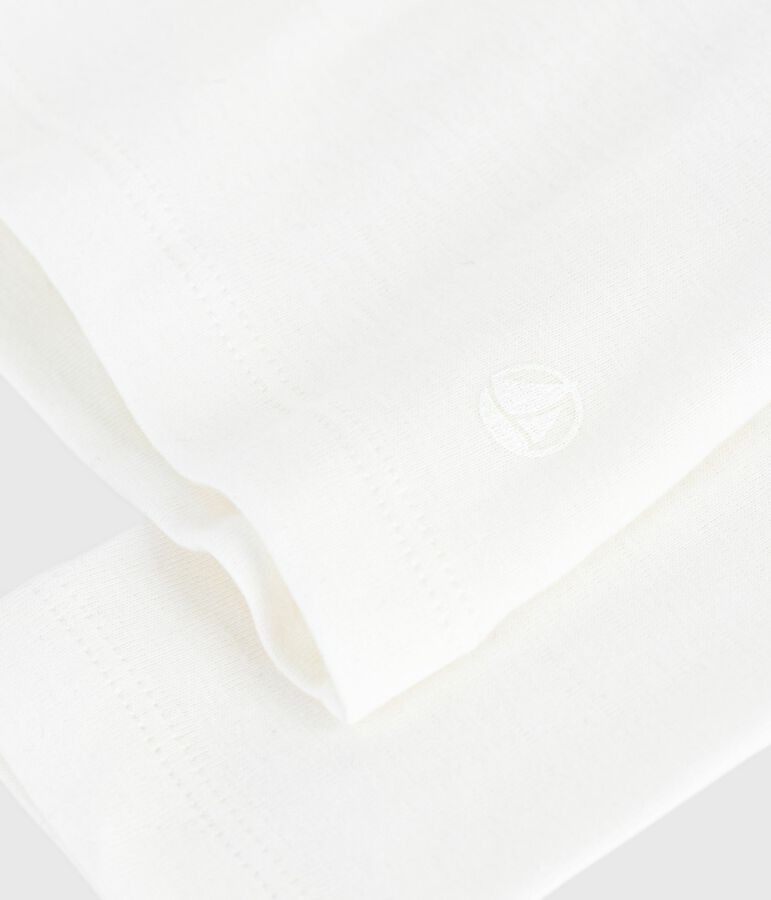 Tee-shirt enfant manches longues en coton uni blanc MARSHMALLOW