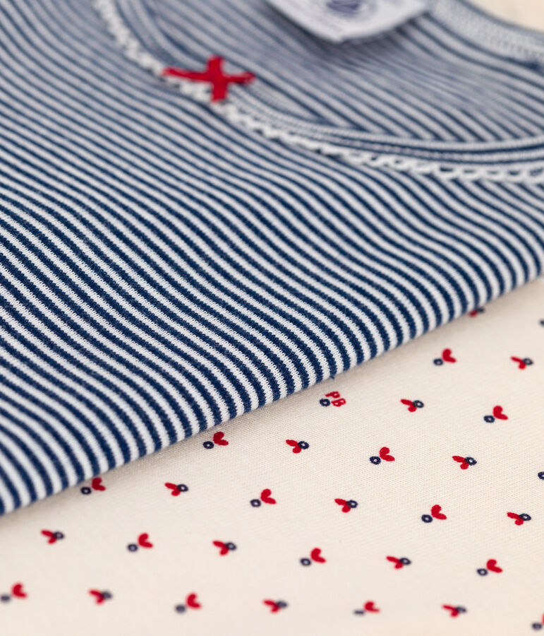 Lot de 2 tee-shirts manches courtes petite fille en coton multicouleur