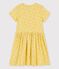 Robe manches courtes en coton enfant fille jaune ORGE/blanc MARSHMALLOW
