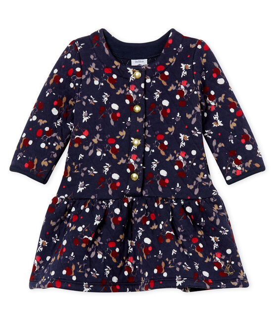 Robe imprimée bébé fille bleu SMOKING/blanc MULTICO