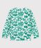 Sweatshirt en molleton enfant garçon blanc MARSHMALLOW/vert GAZON