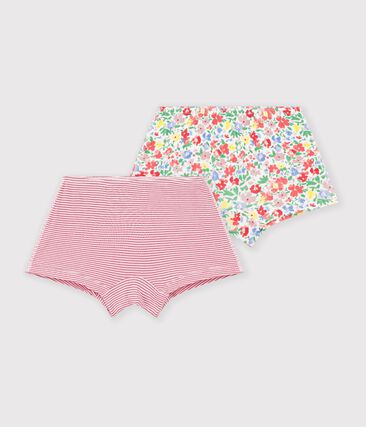 Lot de shorties longs enfant en coton à fleurs