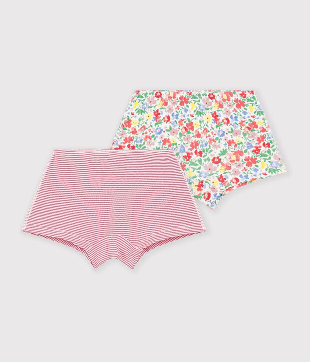Lot de shorties longs enfant en coton &agrave; fleurs multicouleur