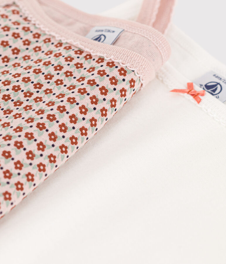 Lot de 2 chemises &agrave; bretelles fleur en coton petite fille multicouleur