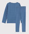 Pyjama imprimé cœurs petite fille en tubique bleu MAJOR/blanc MARSHMALLOW