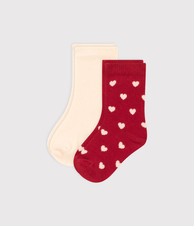 Lot de 2 paires de chaussettes c&oelig;urs en jersey de coton b&eacute;b&eacute; multicouleur