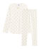 Pyjama à étoiles petite fille en côte blanc MARSHMALLOW/jaune OR