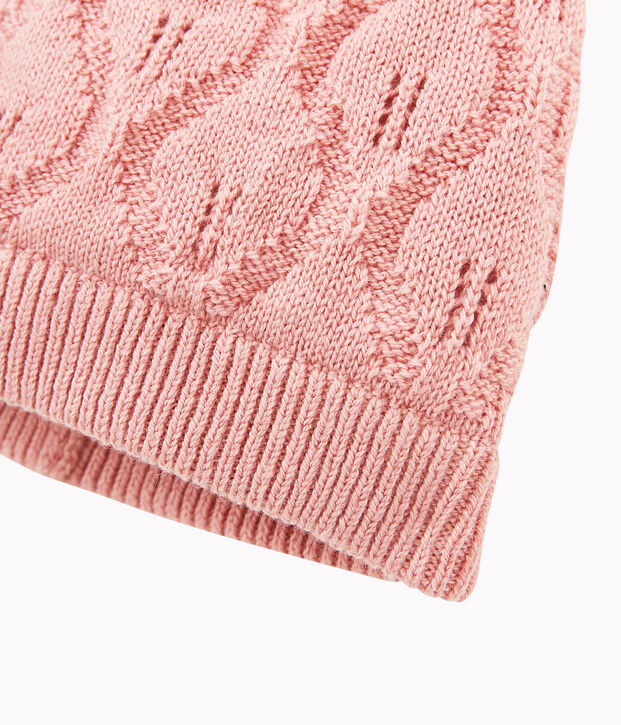 Bonnet en laine et coton pour b&eacute;b&eacute;. rose