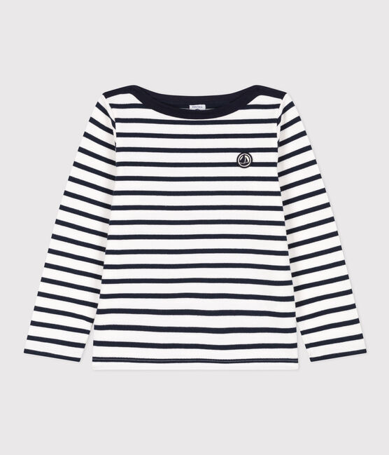 Marinière en coton enfant fille / garçon blanc MARSHMALLOW/bleu SMOKING