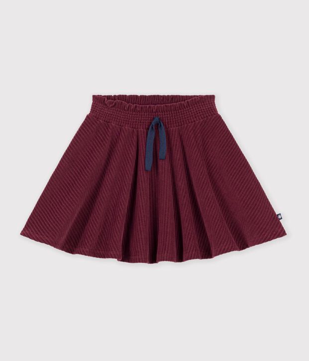 Jupe patineuse courte en coton enfant unie bordeaux
