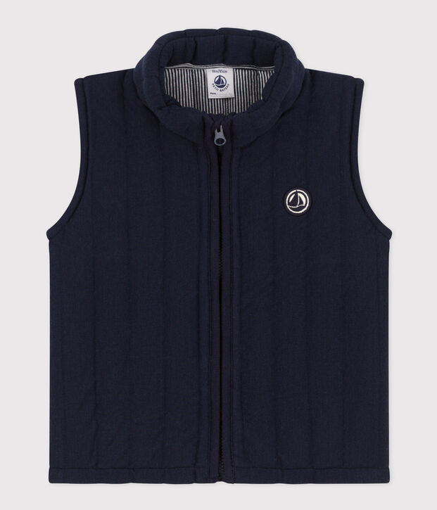 Veste sans manche en tubique matelass&eacute; b&eacute;b&eacute; bleu