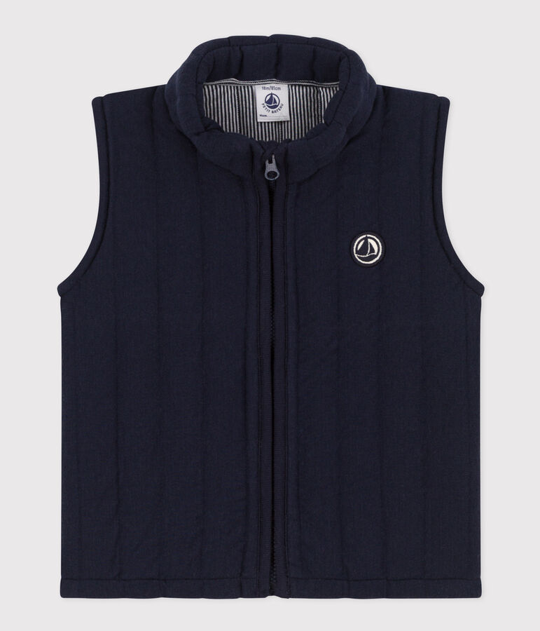 Veste sans manche en tubique matelass&eacute; b&eacute;b&eacute; bleu