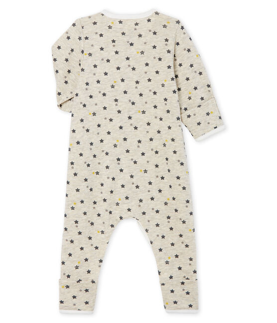 Combinaison longue bébé en laine et coton beige MONTELIMAR/blanc MULTICO