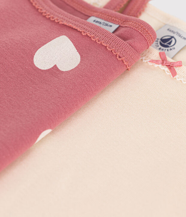 Lot de 2 d&eacute;bardeurs fines bretelles c&oelig;ur en coton enfant multicouleur