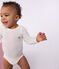 Body manches longues  bébé en laine et coton ECRU 08163