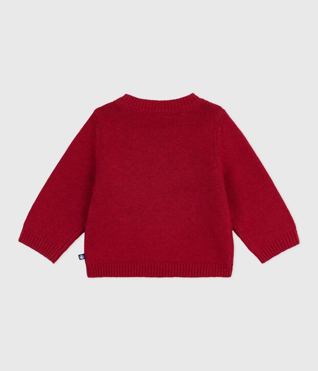 Pull en tricot de laine et coton b&eacute;b&eacute; rouge