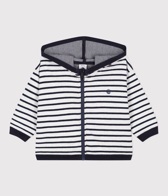 Sweatshirt à capuche en jersey épais bébé blanc MARSHMALLOW/bleu SMOKING