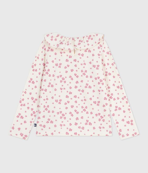 Tee-shirt enfant manches longues en coton imprim&eacute; &eacute;cru/multicouleur