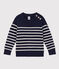 Pull laine et coton enfant fille / garçon bleu SMOKING/blanc MARSHMALLOW