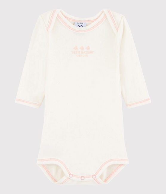 Body manches longues bébé fille blanc MARSHMALLOW/rose CHARME