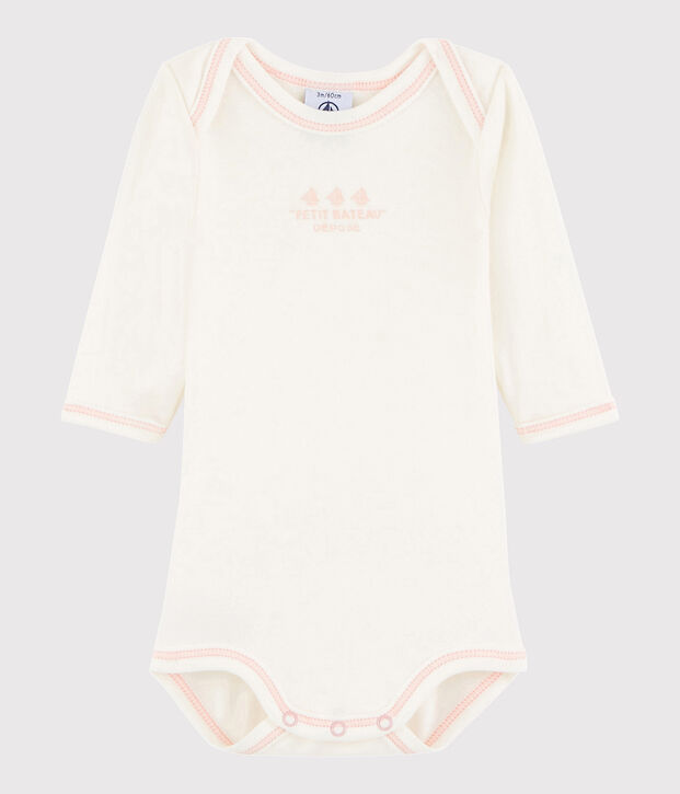 Body manches longues b&eacute;b&eacute; fille blanc/rose
