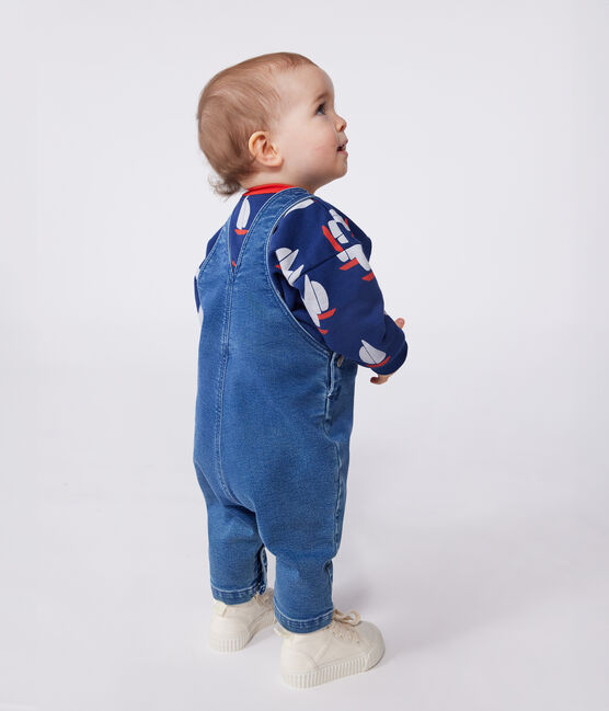 Salopette bébé en jean élasthanne jambes longues bleu BLEU DELAVE