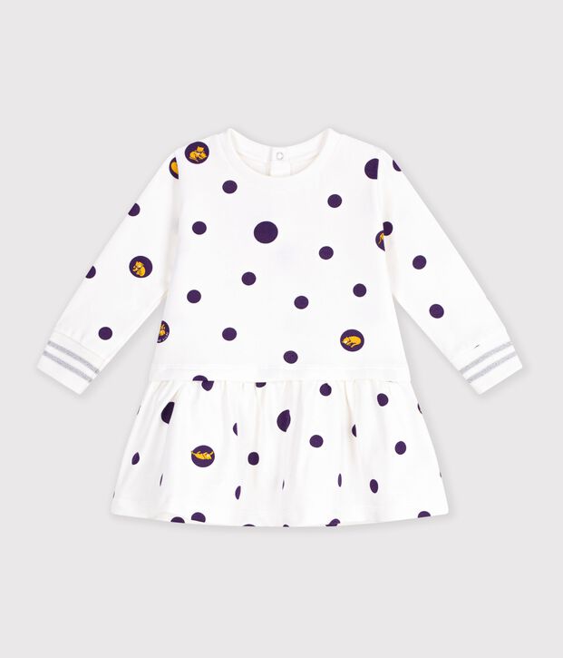 Robe manches longues b&eacute;b&eacute; fille blanc/multicouleur