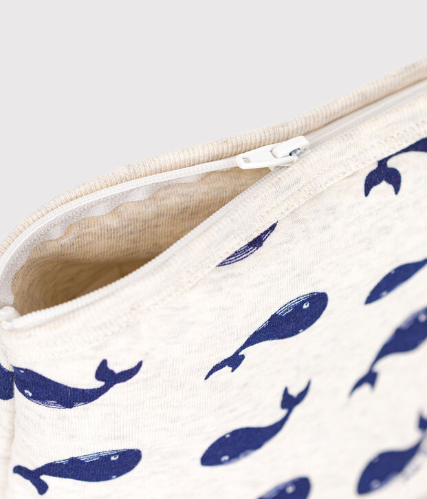 Pochette b&eacute;b&eacute; en coton baleine beige/bleu