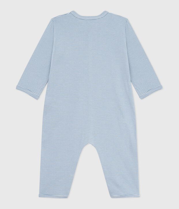 Pyjama b&eacute;b&eacute; en coton sans pieds &agrave; rayures bleu/blanc
