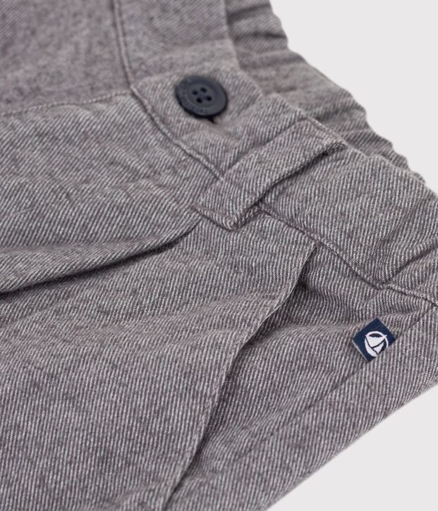 Pantalon &agrave; pinces enfant en flanelle de coton gris