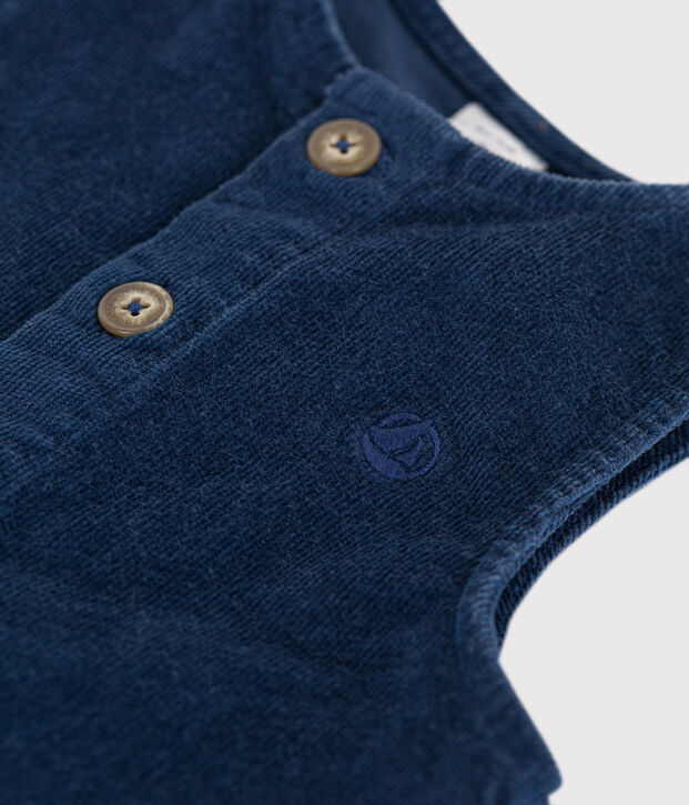 Combinaison en velours b&eacute;b&eacute; bleu fonc&eacute;