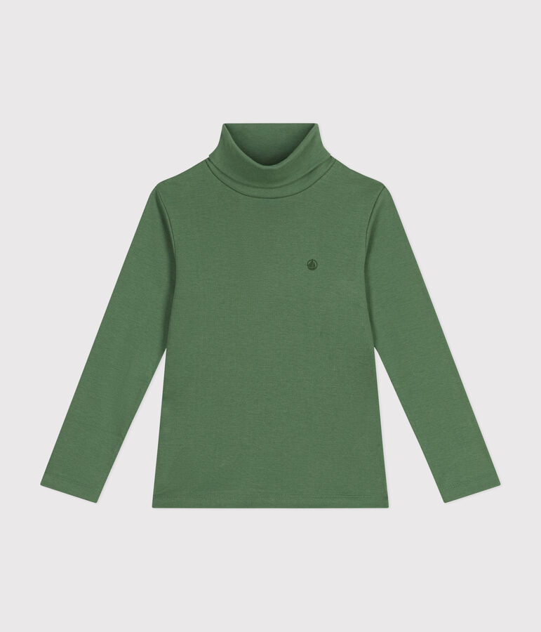 Sous-pull en coton enfant fille / gar&ccedil;on vert PALMERAIE