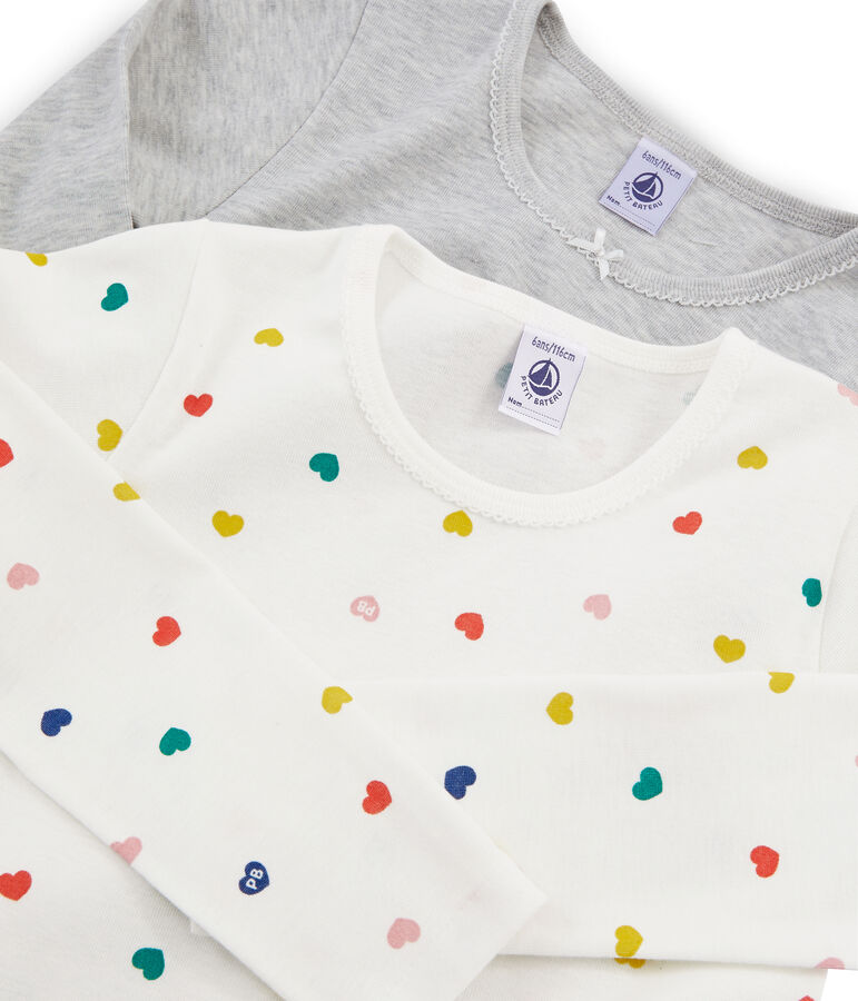 Duo de tee-shirts manches longues petite fille multicouleur