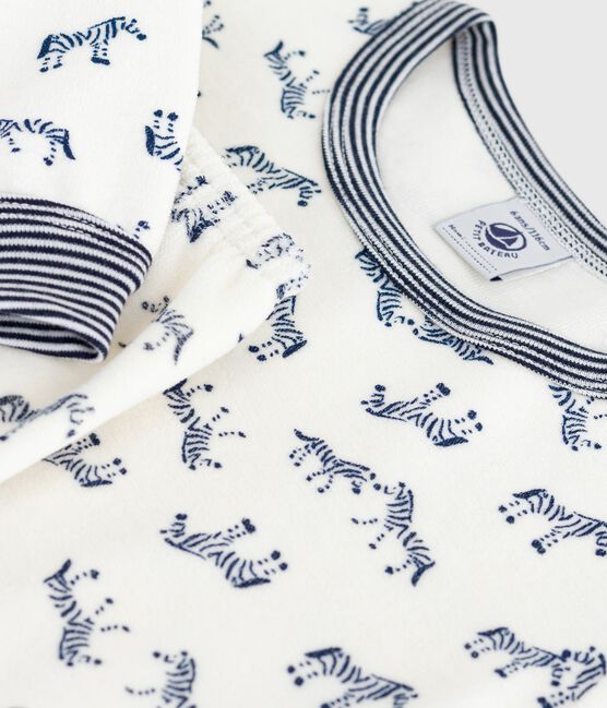Pyjama enfant en velours imprimé zèbres bleu MILK/ SOIR