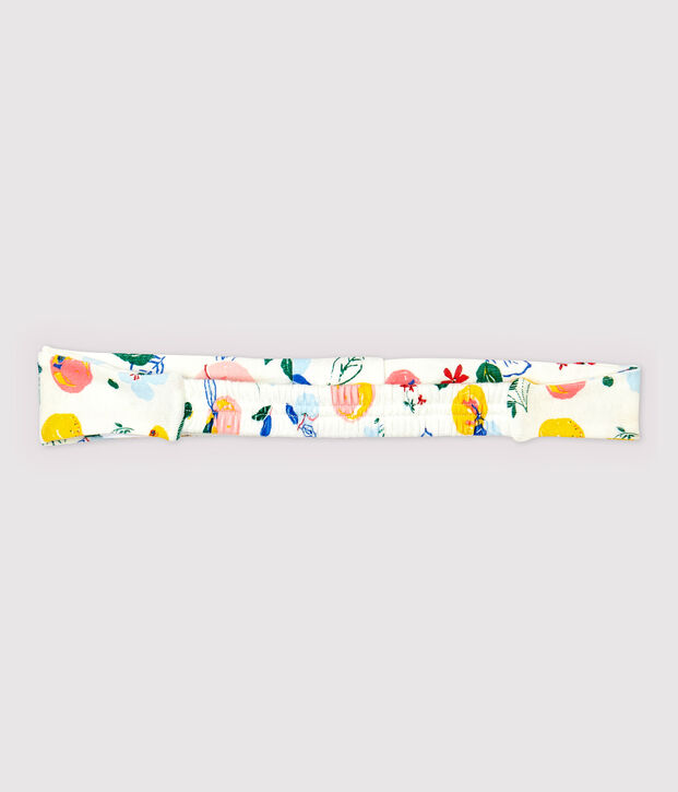 Bandeau en coton enfant fille blanc/multicouleur