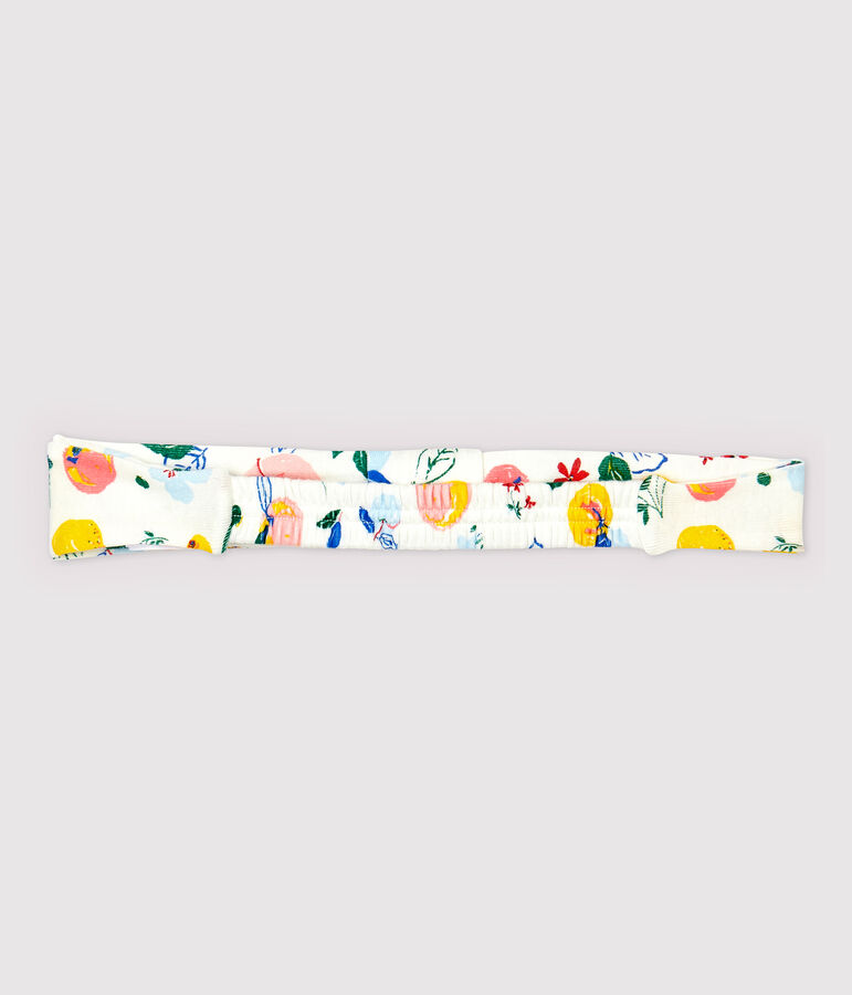 Bandeau en coton enfant fille blanc/multicouleur
