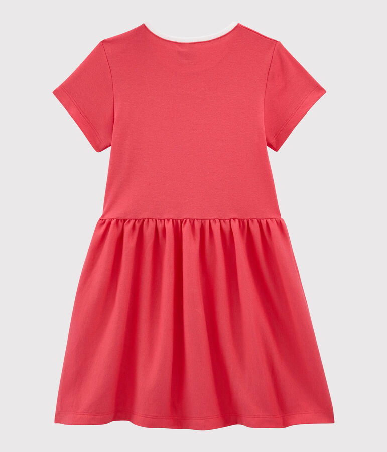 Robe manches courtes en coton enfant fille rose