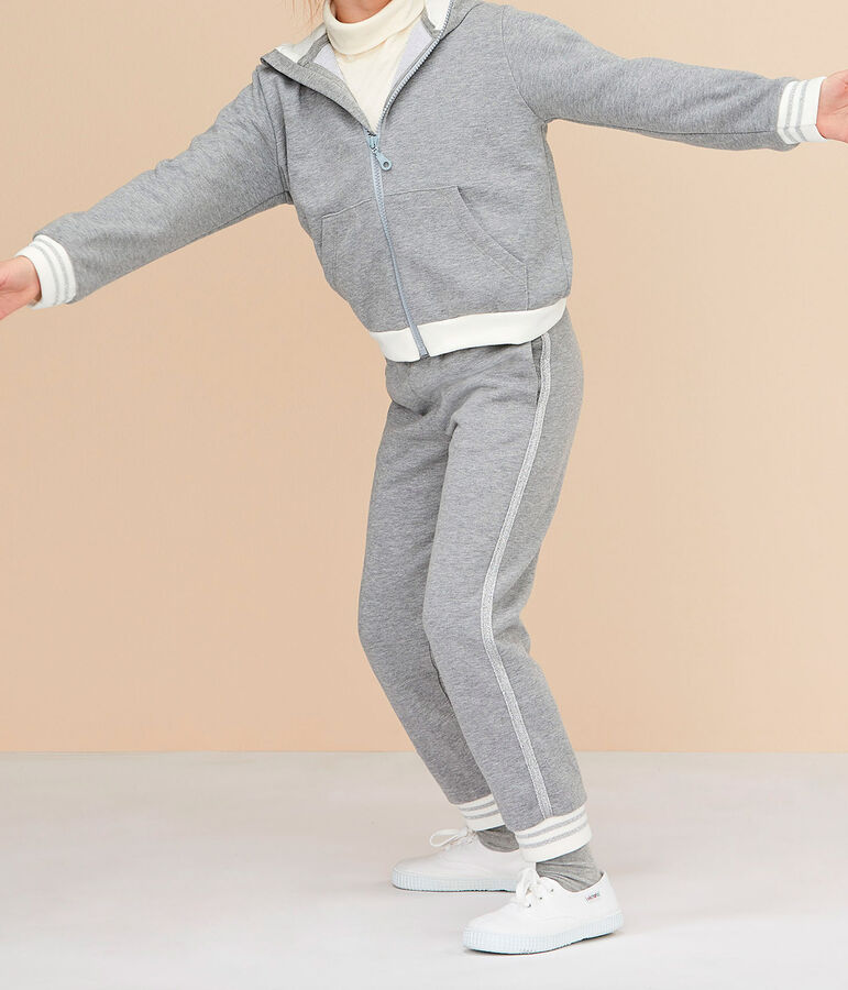 Sweatshirt &agrave; capuche enfant fille gris SUBWAY CHINE