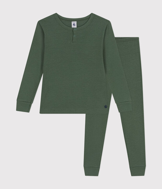 Pyjama uni en coton et lyocell enfant vert