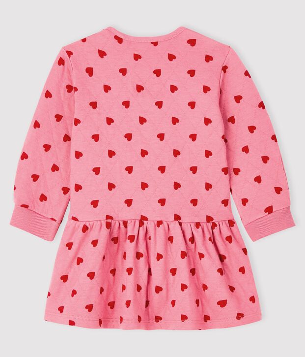 Robe manches longues b&eacute;b&eacute; fille rose/rouge